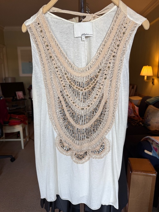 3.1 Phillip Lim Tops - 3.1 Phillip Lim Ivory Embellished Crochet Tank Top – Size Large